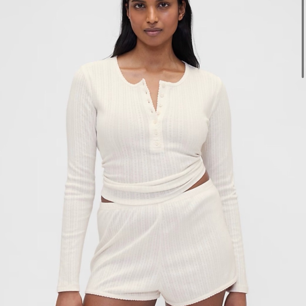 Summer Fridays Cream Ribbed Lounge Set